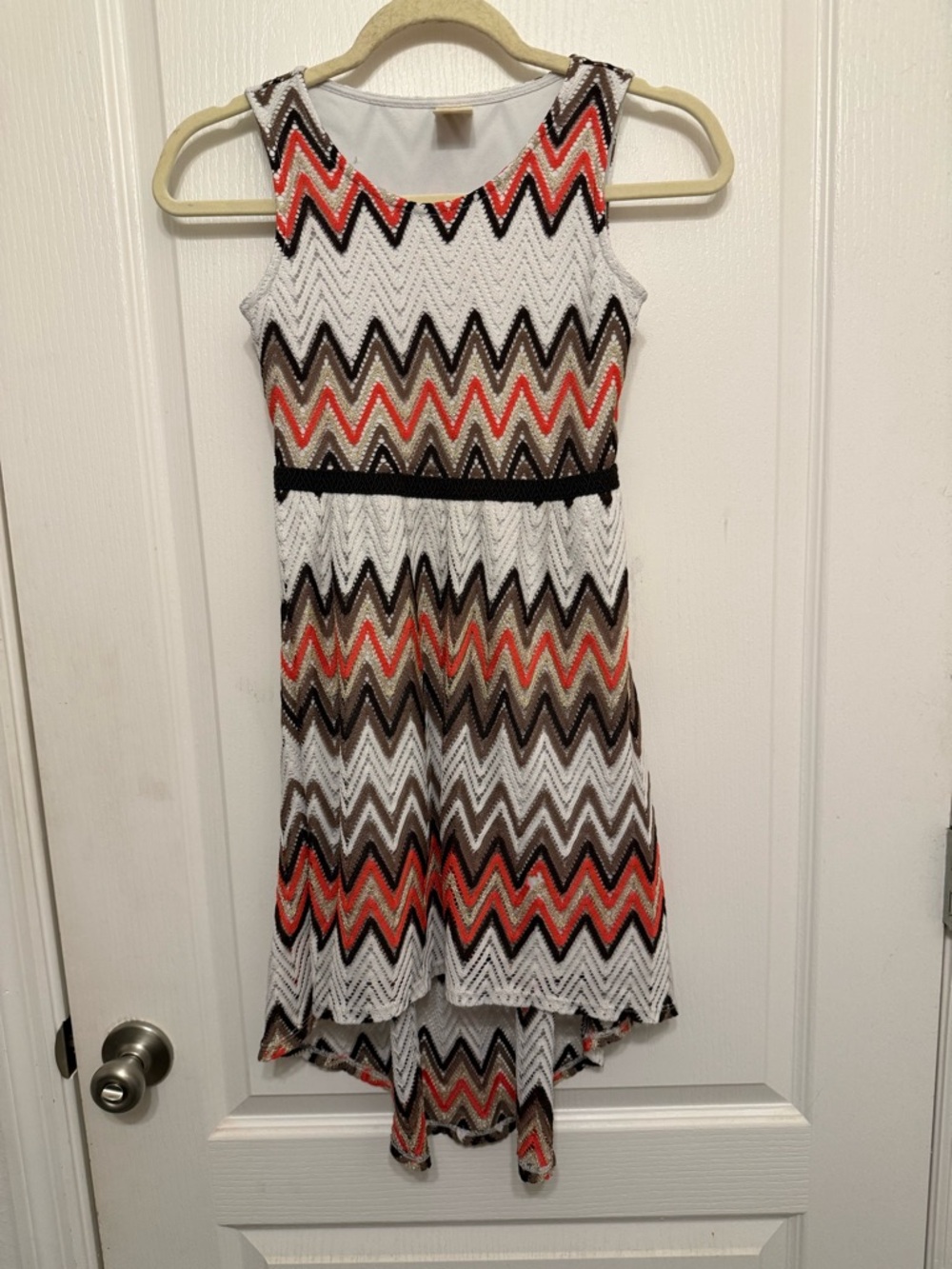 Faded Glory Girls Chevron Sundress Size 10 12 High Low Zig Zag Sleeveless Dress